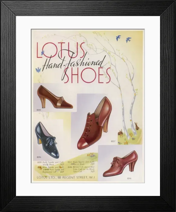 Framed Print : Shoes by Lotus 1938 Framed Print : Shoes by Lotus 1938