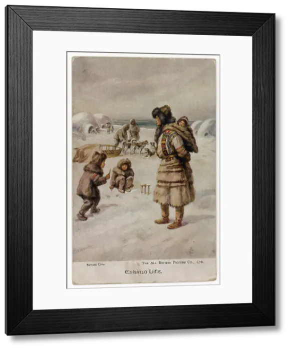 Framed Print : Eskimos and Sleigh Dogs Framed Print : Eskimos and Sleigh Dogs