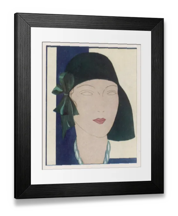 Framed Print : Green Hat with Bow 1930 Framed Print : Green Hat with Bow 1930
