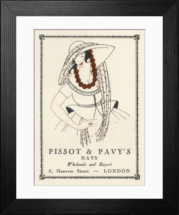 Framed Print : Advert / Hats / Pissot 1920 Framed Print : Advert / Hats / Pissot 1920