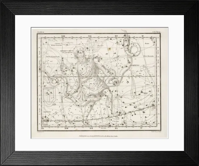Framed Print : Whittaker Star Maps 9 Framed Print : Whittaker Star Maps 9