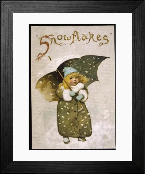 Framed Print : Girl and Snowflakes Framed Print : Girl and Snowflakes