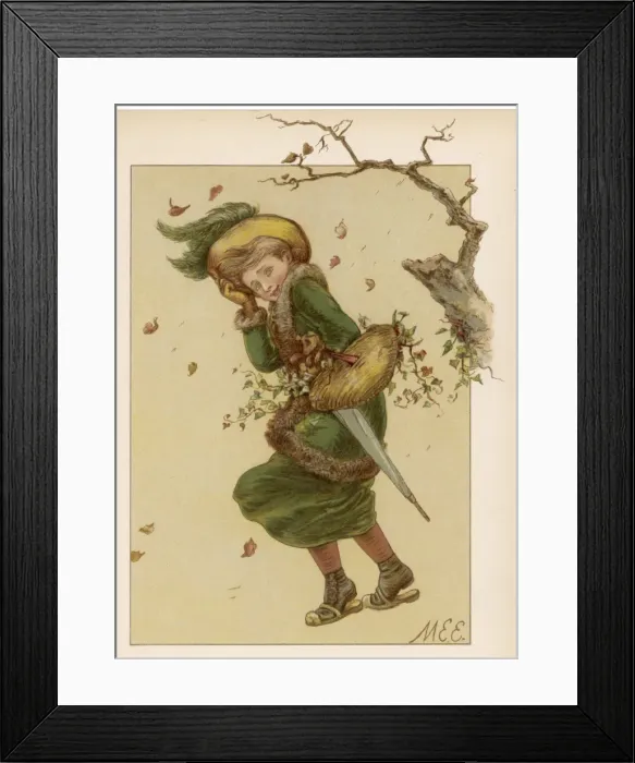 Framed Print : Children / Windy Day 1880 Framed Print : Children / Windy Day 1880