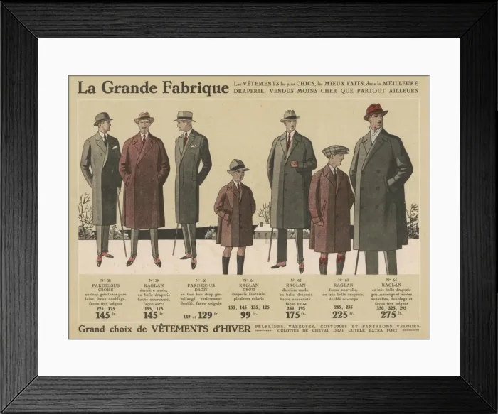 Framed Print : Costs / Men & Boys 1926 Framed Print : Costs / Men & Boys 1926