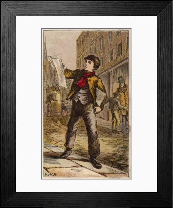 Framed Print : Newsboy with Papers Framed Print : Newsboy with Papers