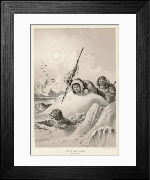 Framed Print : Eskimos Hunting Seal Framed Print : Eskimos Hunting Seal
