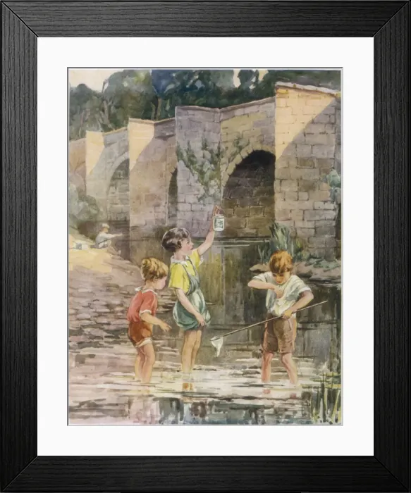 Framed Print : Boys Tadpoling / 1930S Framed Print : Boys Tadpoling / 1930S