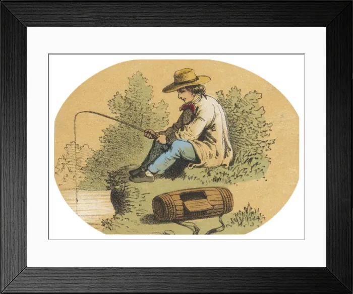 Framed Print : Boy Fishing / Riverbank Framed Print : Boy Fishing / Riverbank