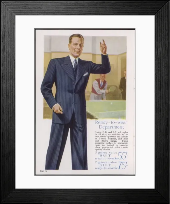 Framed Print : Ready to Wear Suit 1938 Framed Print : Ready to Wear Suit 1938
