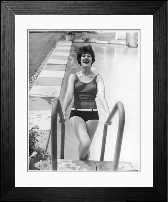 Framed Print : Emerging from Pool 1960S Framed Print : Emerging from Pool 1960S