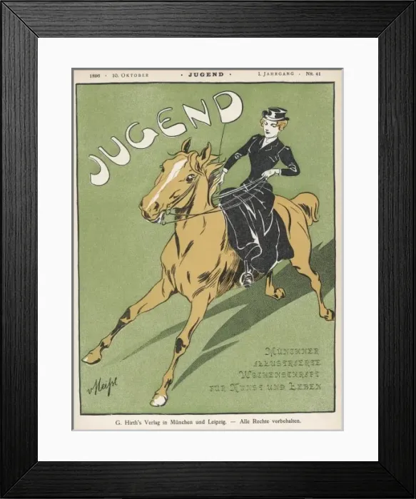 Framed Print : Lady Rider / Jugend 1896 Framed Print : Lady Rider / Jugend 1896