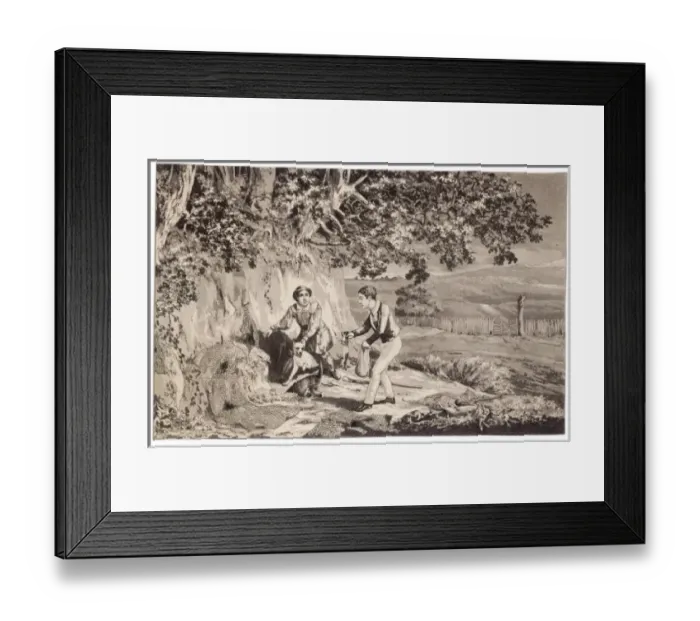 Framed Print : Boys Ferreting C19 Framed Print : Boys Ferreting C19