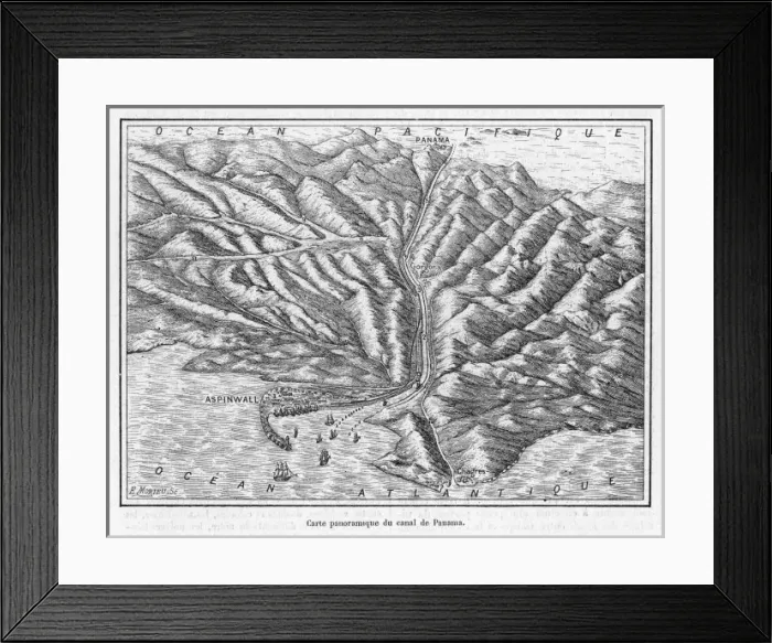 Framed Print : Panama Canal Plan 1881 Framed Print : Panama Canal Plan 1881