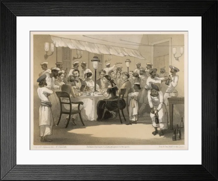 Framed Print : Social / India / Dinner 1860 Framed Print : Social / India / Dinner 1860