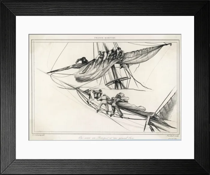 Framed Print : Sailors Furling Sail Framed Print : Sailors Furling Sail