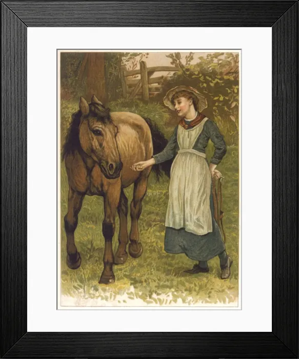 Framed Print : Social / Girl & Horse 19C Framed Print : Social / Girl & Horse 19C