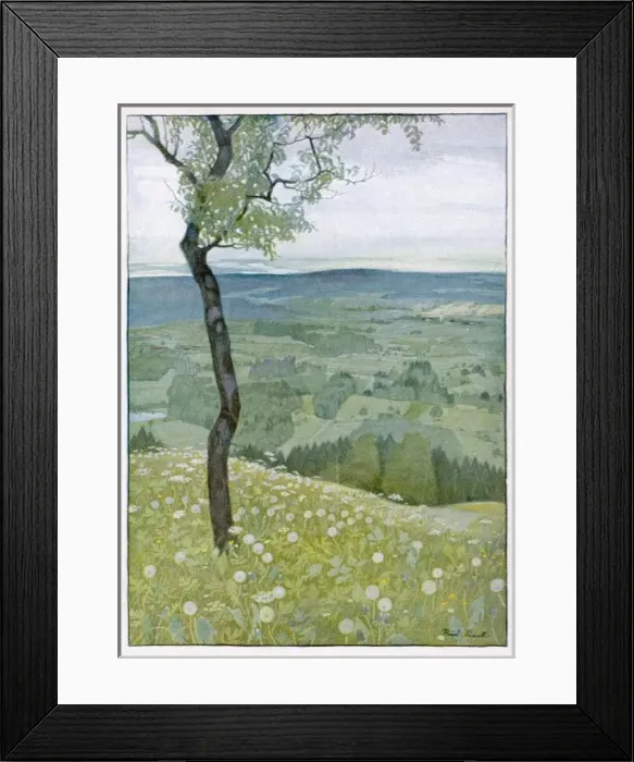 Framed Print : Hill View, Illustration Framed Print : Hill View, Illustration