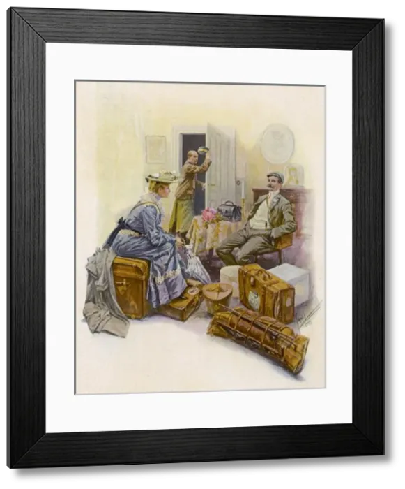 Framed Print : Travellers and Luggage Framed Print : Travellers and Luggage