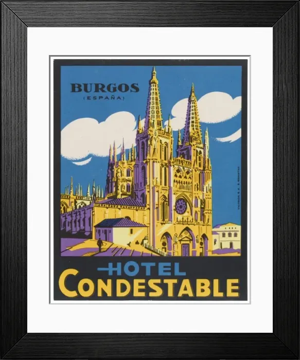 Framed Print : Label, Hotel at Burgos Framed Print : Label, Hotel at Burgos