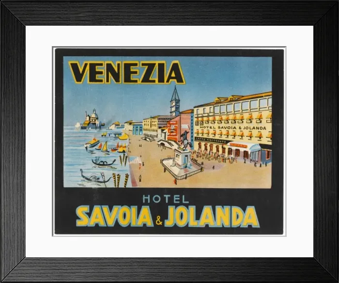 Framed Print : Label, Hotel at Venice Framed Print : Label, Hotel at Venice