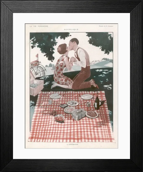 Framed Print : Kissing at Picnic 1926 Framed Print : Kissing at Picnic 1926