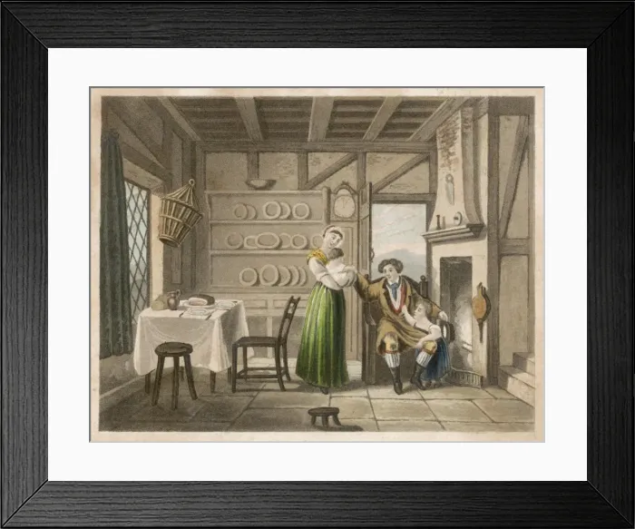 Framed Print : Family / Cottage home 1840 Framed Print : Family / Cottage home 1840