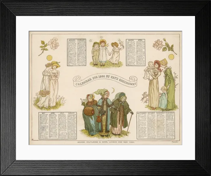Framed Print : 1884 Greenaway Calendar Framed Print : 1884 Greenaway Calendar
