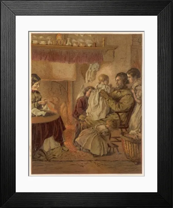 Framed Print : Family by Fire 1869 Framed Print : Family by Fire 1869