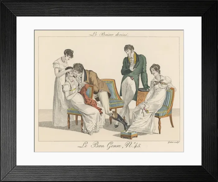 Framed Print : Game / Kissing / France 1811 Framed Print : Game / Kissing / France 1811