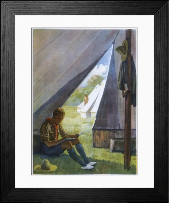 Framed Print : Boy Scout in Tent 1923