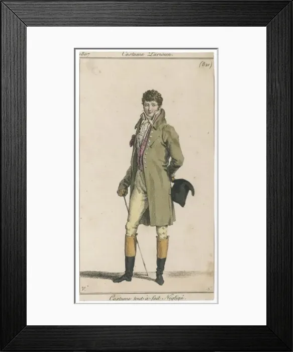 Framed Print : Frock Coat & Cane 1807 Framed Print : Frock Coat & Cane 1807
