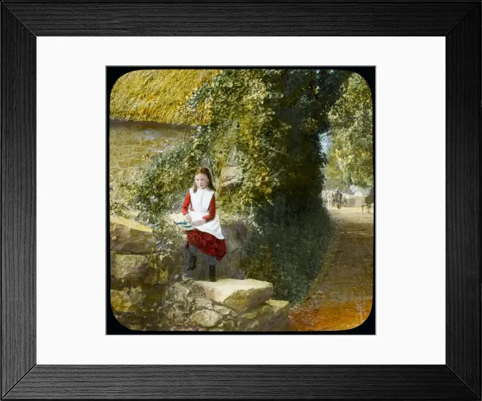 Framed Print : Girl in Country Lane 19C Framed Print : Girl in Country Lane 19C