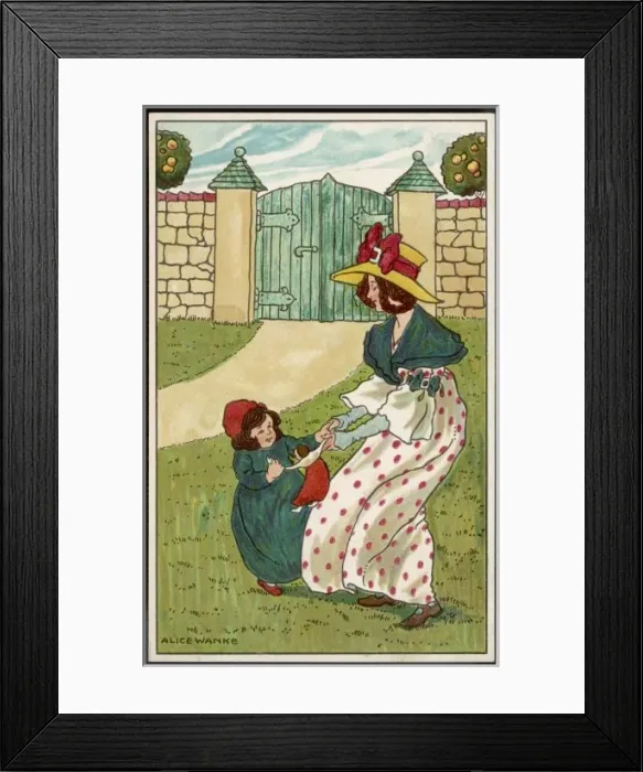 Framed Print : Girl / Mother / Garden 19C Framed Print : Girl / Mother / Garden 19C