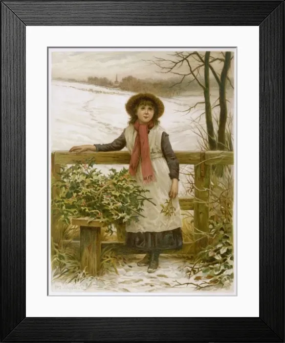 Framed Print : Girl at Stile in Snow Framed Print : Girl at Stile in Snow