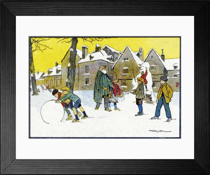 Framed Print : Children in Snow C1920 Framed Print : Children in Snow C1920