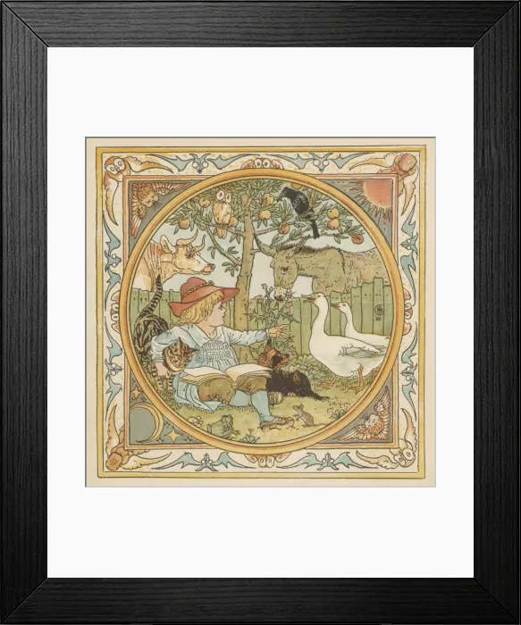 Framed Print : Boy with Aesop Animals Framed Print : Boy with Aesop Animals
