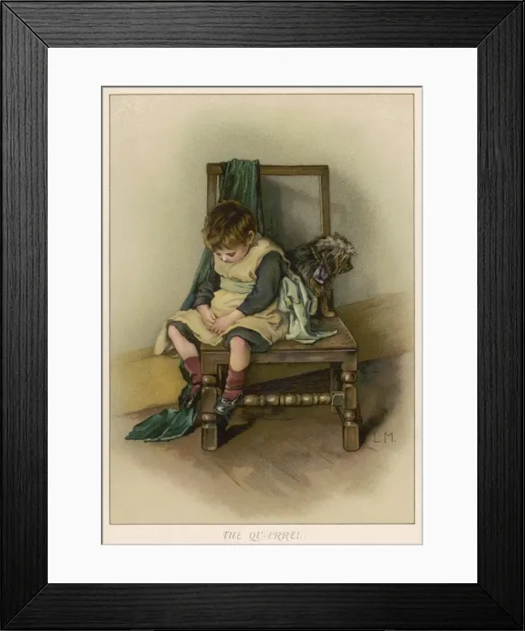 Framed Print : Boy and Dog Fall Out Framed Print : Boy and Dog Fall Out