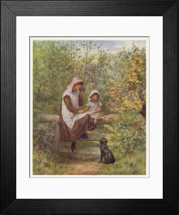 Framed Print : Girls on Stile with Dog