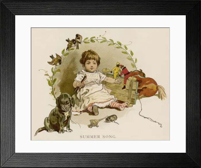 Framed Print : Boy with Puppy & Toys Framed Print : Boy with Puppy & Toys