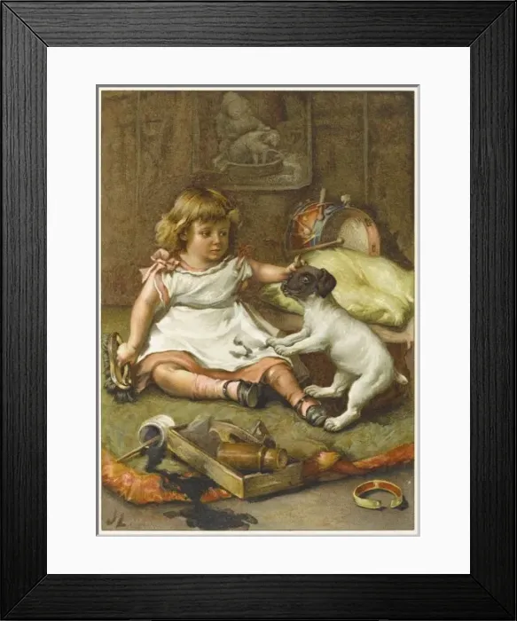 Framed Print : Girl Pulls Puppys Ear Framed Print : Girl Pulls Puppys Ear