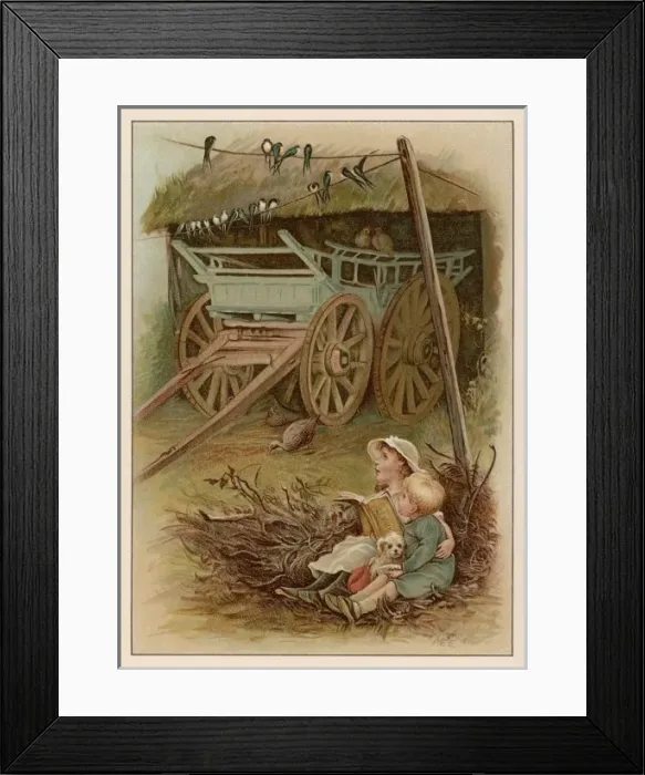 Framed Print : Children & Swallows 1891 Framed Print : Children & Swallows 1891