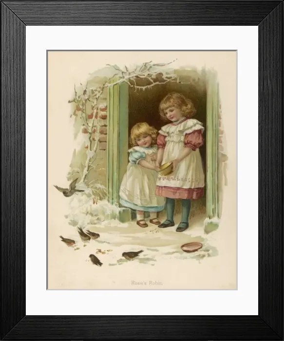Framed Print : Sisters Feed Birds 1890 Framed Print : Sisters Feed Birds 1890