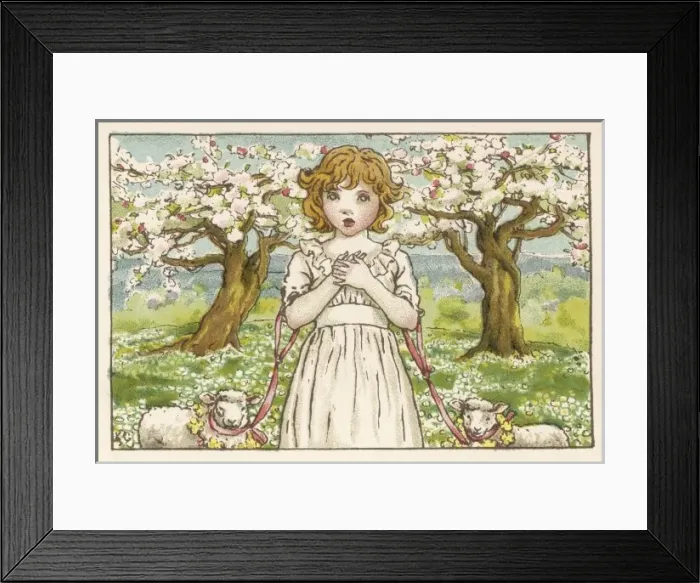 Framed Print : Girl with Lambs 1900 Framed Print : Girl with Lambs 1900
