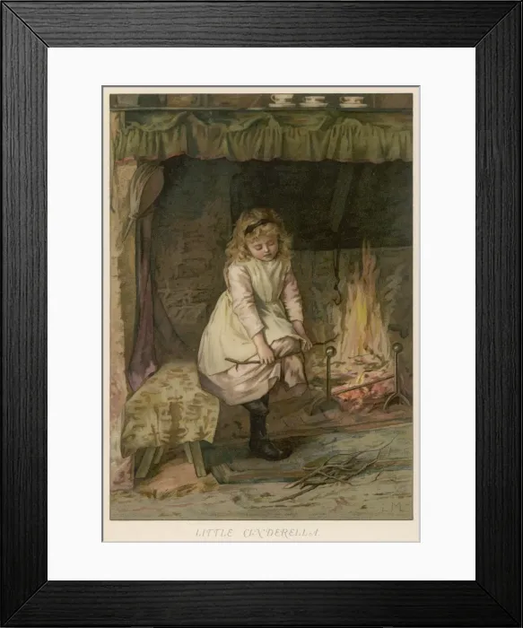 Framed Print : Girl Breaks Firewood 19C Framed Print : Girl Breaks Firewood 19C