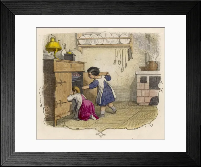 Framed Print : Girls in German Kitchen Framed Print : Girls in German Kitchen
