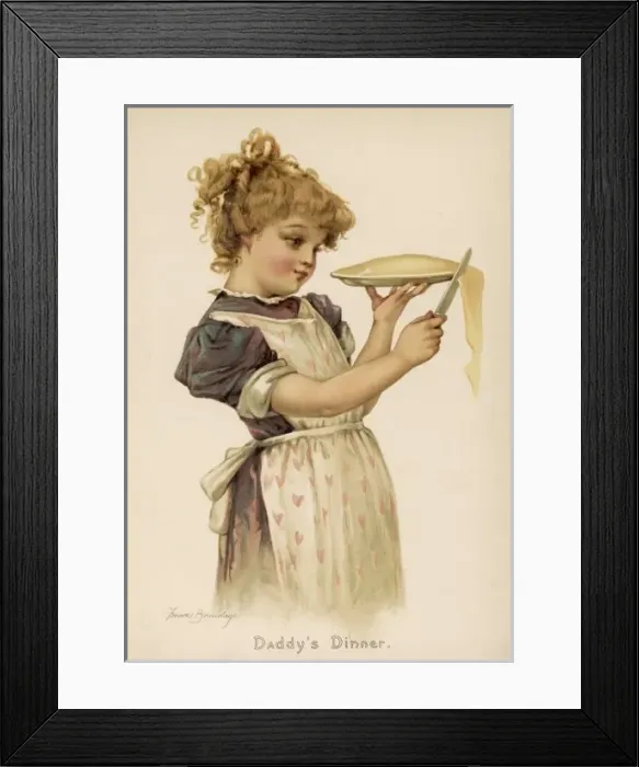 Framed Print : Girl Cuts Pie Edge 1890 Framed Print : Girl Cuts Pie Edge 1890