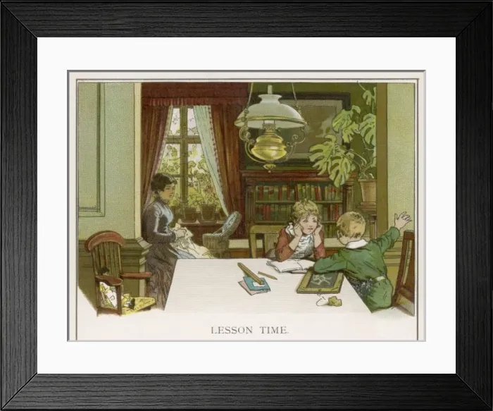 Framed Print : Children doing Homework Framed Print : Children doing Homework