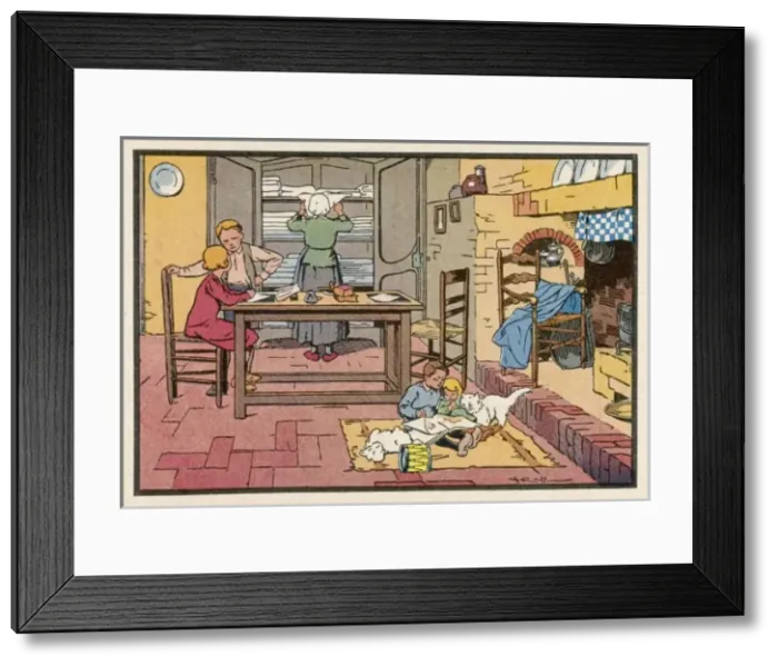 Framed Print : French Children Homework Framed Print : French Children Homework