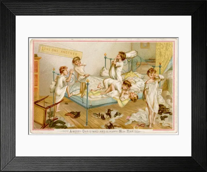 Framed Print : Six Boys Bedtime Fight Framed Print : Six Boys Bedtime Fight