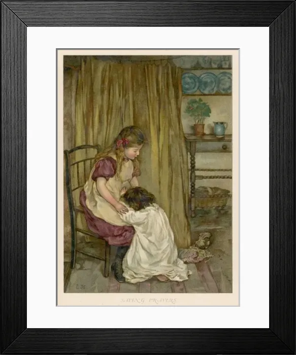 Framed Print : Girls Praying 1889 Framed Print : Girls Praying 1889